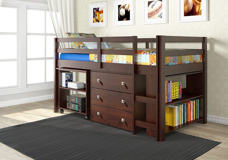 loft beds with desk and storage